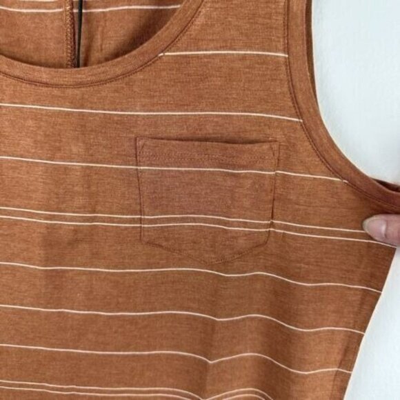 Prana Foundation Scoop Neck Tank top Copper Heather Stripe Women's Size Sm NWT - Picture 3 of 3